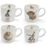 Portmerian Royal Worcester Mugs Set Of 4 Hare Sheep Duck Cow