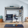 CGHI5-25 classic high sleeper grey desk shelving + blud chair bed FRONT