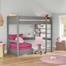 CGHI5-26 classic high sleeper grey desk shelving + pink chair bed