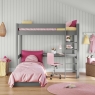 CGHI5-26 classic high sleeper grey desk shelving + pink chair bed FRONT OPEN