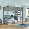 CGHI5 classic high sleeper grey desk shelving + grey chair bed