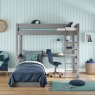 CGHI5 classic high sleeper grey desk shelving + grey chair bed FRONT OPEN
