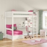 CWHI5-26 classic high sleeper white desk shelving + pink chair bed