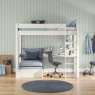 CWHI5 classic high sleeper white desk shelving + grey chair bed FRONT