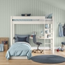 CWHI5 classic high sleeper white desk shelving + grey chair bed FRONT OPEN