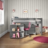 Stompa Classic Mid Sleeper With Pull Out Desk & 3 Drawer Chest Grey