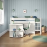 Stompa Classic Mid Sleeper With Pull Out Desk & 3 Drawer Chest White