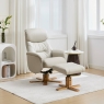 Eema Swivel Recliner Chair & Footstool - Mushroom Leather