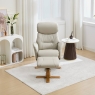 Eema Swivel Recliner Chair & Footstool - Mushroom Leather