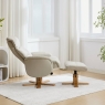 Eema Swivel Recliner Chair & Footstool - Mushroom Leather