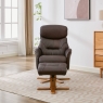 Eema Swivel Recliner Chair & Footstool - Russett Leather