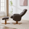 Eema Swivel Recliner Chair & Footstool - Russett Leather