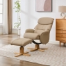 Eema Swivel Recliner Chair  & Footstool -  Pebble Leather