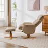 Eema Swivel Recliner Chair  & Footstool -  Pebble Leather