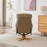 Eema Swivel Recliner Chair  & Footstool -  Pebble Leather