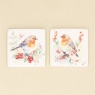 Gisela Graham Resin Robins with Berries Coaster - Set of 2