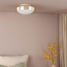 Dar Dagon 3 Light Bathroom Ceiling Light Amber and Opal Glass IP44