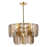 Dar Anielle 7 Light Pendant Natural Brass & Coffee Glass