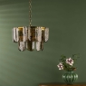 Dar Anielle 7 Light Pendant Natural Brass & Tea Glass