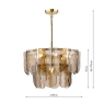 Dar Anielle 7 Light Pendant Natural Brass & Tea Glass