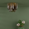 Dar Anielle 3 Light Pendant Natural Brass & Tea Glass