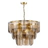 Dar Anielle 9 Light Chandelier Natural Brass & Tea Glass