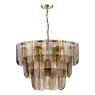Dar Anielle 9 Light Chandelier Natural Brass & Tea Glass