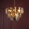 Dar Anielle 9 Light Chandelier Natural Brass & Tea Glass
