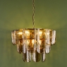 Dar Anielle 9 Light Chandelier Natural Brass & Tea Glass