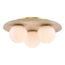 Dar Elgor 3 Light Bathroom Ceiling Light Travertine and Opal Glass IP44