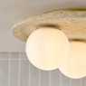 Dar Elgor 3 Light Bathroom Ceiling Light Travertine and Opal Glass IP44