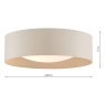 Dar Nysa 2 Light Flush 40cm Ecru Faux Silk