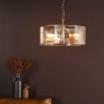 Dar Ravis 3 Light Pendant Antique Bronze & Textured Glass