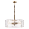Dar Ravis 3 Light Pendant Antique Bronze & Textured Glass