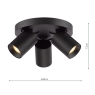 Dar Hiro 3 Light Plate Spotlight Matt Black