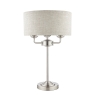 Laura Ashley Sorrento 3lt Table Lamp Satin Nickel With Natural Shade