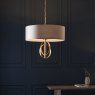 All Saints Double Hoop Gold leaf Pendant Light With Mink Shade