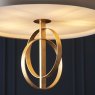 All Saints Double Hoop Gold leaf Pendant Light With Mink Shade