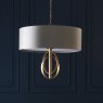 All Saints Double Hoop Gold leaf Pendant Light With Mink Shade