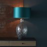 Nicholas Large Charcoal Tinted Glass Table Lamp With Teal Shade