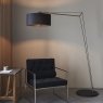 St James XL Angular Floor Lamp in Matt Nickel With Black Shade