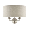 Laura Ashley Sorrento 2lt Wall Light Satin Nickel With Natural Shade