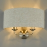 Laura Ashley Sorrento 2lt Wall Light Satin Nickel With Natural Shade