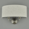 Laura Ashley Sorrento 2lt Wall Light Satin Nickel With Natural Shade