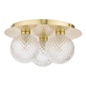 Laura Ashley Prague 3lt Flush Light Satin Brass Glass IP44