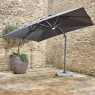 TRURO 3M SQUARE SIDE PARASOL WITH LIGHTS, GRANITE BASE & COVER - GREY