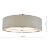 Satino 3 Light Semi Flush Grey Satin Chrome