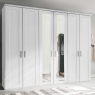 Cleveland 6 Door Mirrored Wardrobe White