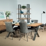 Fuji 190cm Dining Table Oak & Four Grey Fabric Dining Chairs