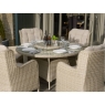 MORSTON DELUXE 140CM ROUND TABLE & 6 ARMCHAIRS, LAZY SUSAN - SANDSTONE